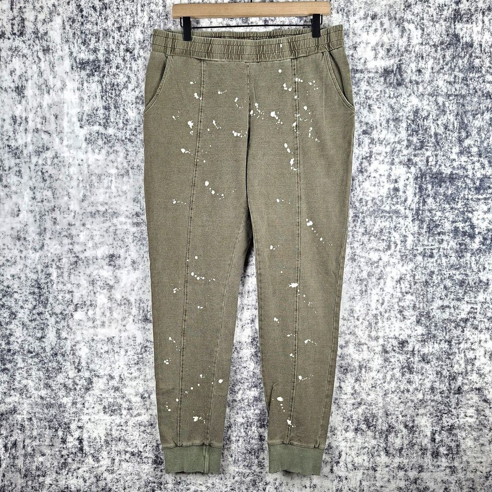 Jaded Gypsy OLIVIA Distressed Sweat Pants Joggers Size L/XL Paint Splatter Style
